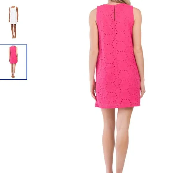 New SIGRID OLSEN COTTON Sleeveless Eyelet Trapeze Mini Dress Women SMALL WHITE⚡️ - Picture 6 of 6